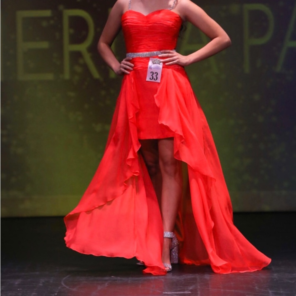 Elegant Red Strapless pageant fashion dress